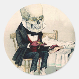 Laatste riten aan het skelet ronde sticker