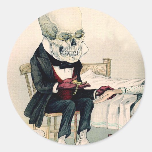 Laatste riten aan het skelet ronde sticker (Voorkant)