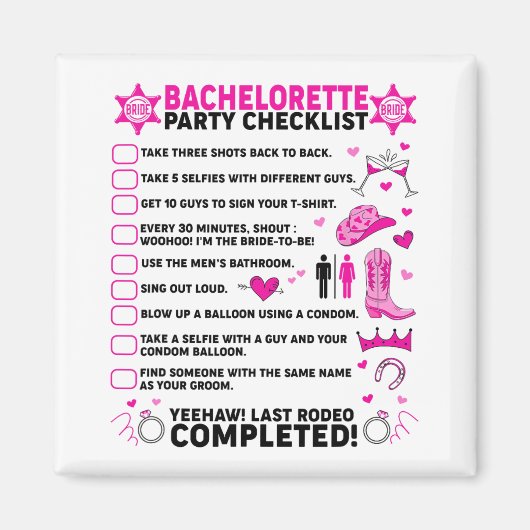 Laatste Rodeo Bachelorette Feest Bruid Westerse Co Magneet (Voorkant)