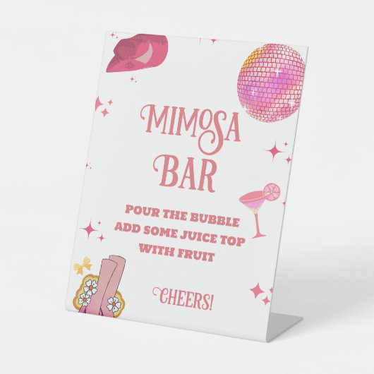 Laatste Rodeo Bachelorette Mimosa Bar Tafelbord Reclamebord Met Voetstuk (Voorkant)