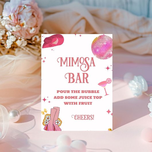 Laatste Rodeo Bachelorette Mimosa Bar Tafelbord Reclamebord Met Voetstuk