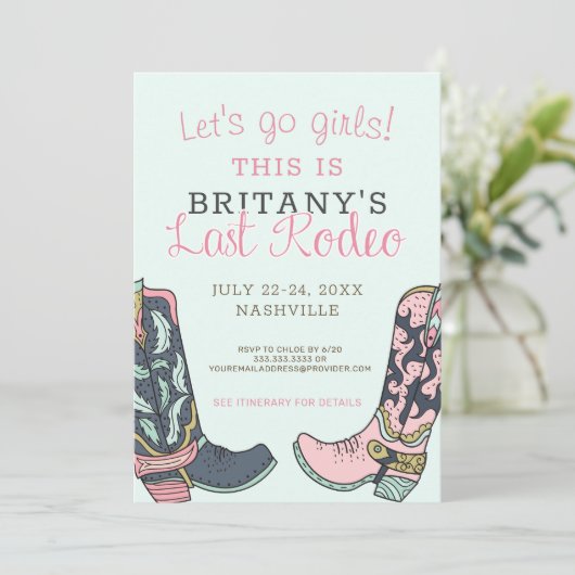 Laatste Rodeo Bachelorette Uitnodiging (Staand voorkant)