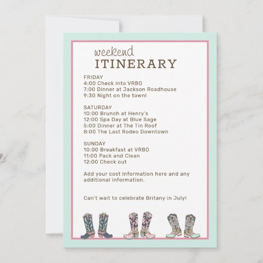 Laatste Rodeo Bachelorette Uitnodiging (Achterkant)