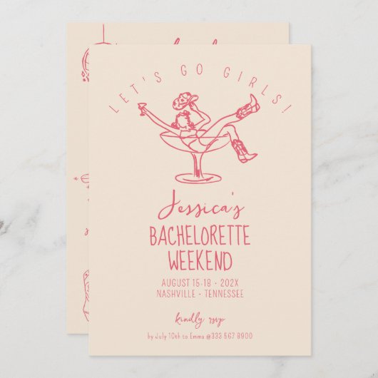 Laatste rodeo Bachelorette Weekend Funky hand gete Kaart (Voorkant / Achterkant)