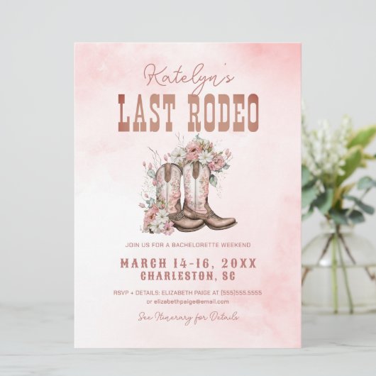 Laatste Rodeo Bachelorette Weekend Uitnodiging (Staand voorkant)