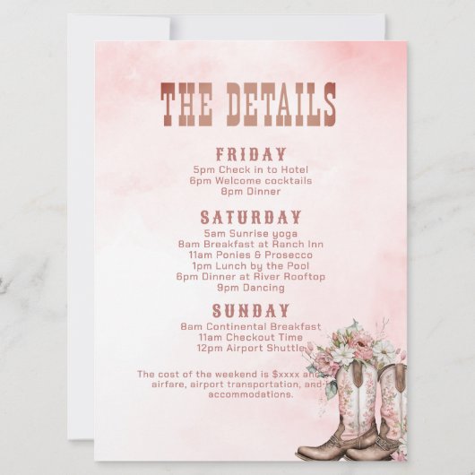 Laatste Rodeo Bachelorette Weekend Uitnodiging (Achterkant)