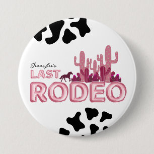 Laatste rodeo ballonlettertype en koe afdrukken ronde button 7,6 cm