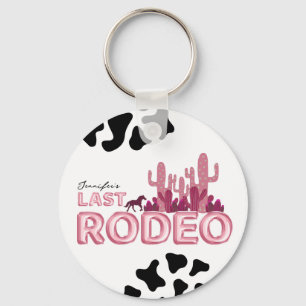 Laatste rodeo ballonlettertype en koe, schattig sleutelhanger