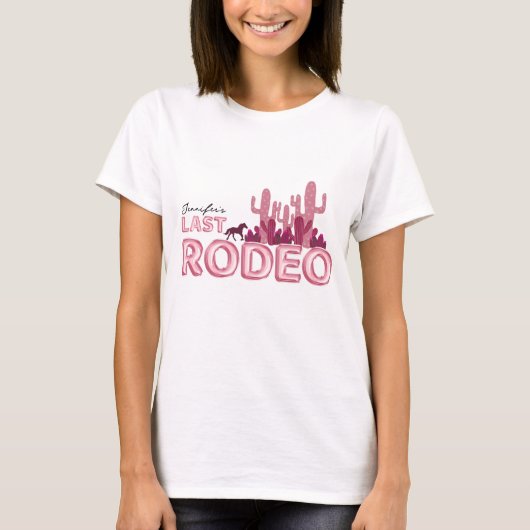 Laatste rodeo ballonlettertype en roze cactus t-shirt (Voorkant)