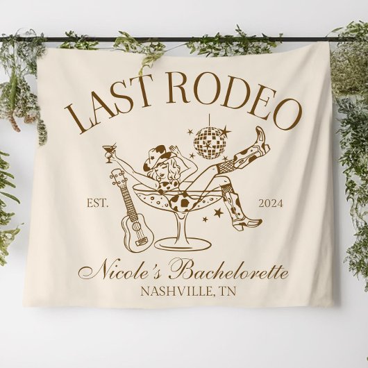 Laatste Rodeo Banner Aangepaste Westerse Bachelore Wandkleed