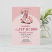 Laatste Rodeo Blush Roze Cowgirl Boots Weekend Kaart (Staand voorkant)