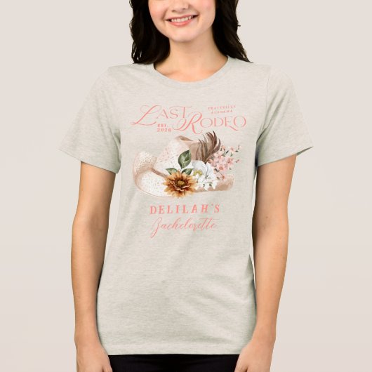 Laatste Rodeo Chic Cowgirl Pet Westerne bruidsfees Tri-Blend Shirt (Voorkant)