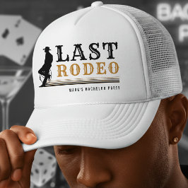 Laatste Rodeo Cowboy Bachelor Party Bruin & Zwart Trucker Pet