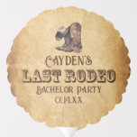 Laatste Rodeo Cowboy Grunge Brown vrijgezellenfees Ballon<br><div class="desc">Ze roepen alle cowboys op om de laatste rodeo van hun zuidelijke vriend te vieren. Een bruin paar cowboylaarzen en pet zitten bovenop een grunge vervaagde perkament-achtige feestballon voor een leuke tijd met je westerne vrienden uit het land. Een cool wild west thema vrijgezellenfeest.</div>