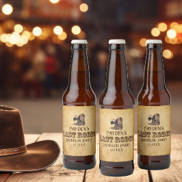 Laatste Rodeo Cowboy Grunge Brown vrijgezellenfees Bier Etiket