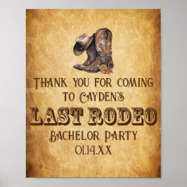 Laatste Rodeo Cowboy Grunge Brown vrijgezellenfees Poster