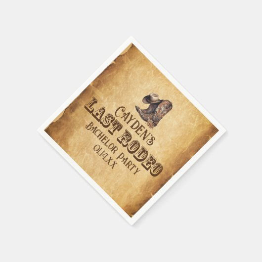 Laatste Rodeo Cowboy Grunge Brown vrijgezellenfees Servet (Hoek)