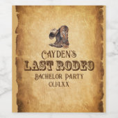 Laatste Rodeo Cowboy Grunge Brown vrijgezellenfees Wijn Etiket (Enkel label)