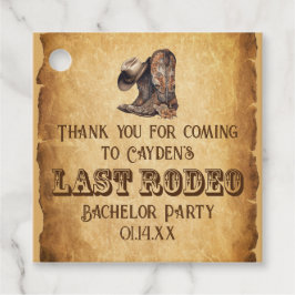 Laatste Rodeo Cowboy Grunge Bruine Bachelor Party Bedankjes Labels