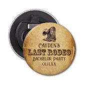 Laatste Rodeo Cowboy Grunge Bruine Bachelor Party Button Flesopener (Voorkant)