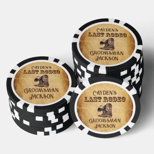 Laatste Rodeo Cowboy Grunge Bruine Bachelor Party Poker Chips (Opstapeling)