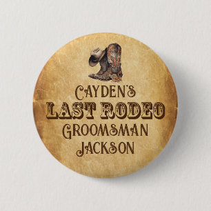 Laatste Rodeo Cowboy Grunge Bruine Bachelor Party Ronde Button 5,7 Cm