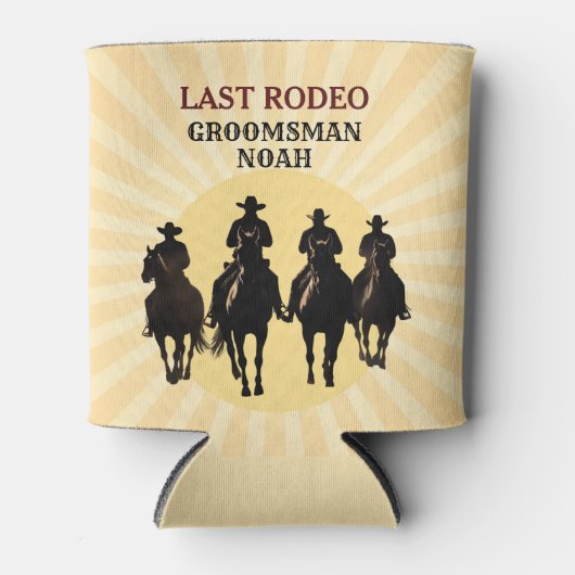 Laatste Rodeo Cowboy Sunset Groomsman's Naam Bache Blikjeskoeler (Voorkant)