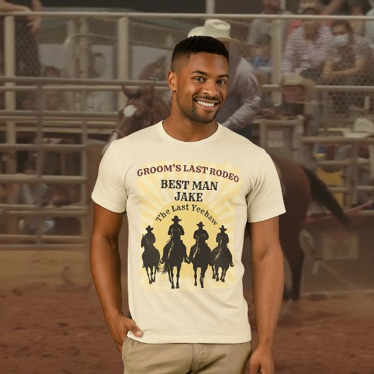 Laatste Rodeo Cowboys Sunset Beste Man Naam Bachel T-shirt