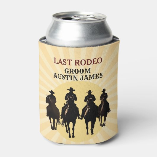 Laatste Rodeo Cowboys Sunset Groom's Naam Bachelor Blikjeskoeler (Blikje Voorkant)