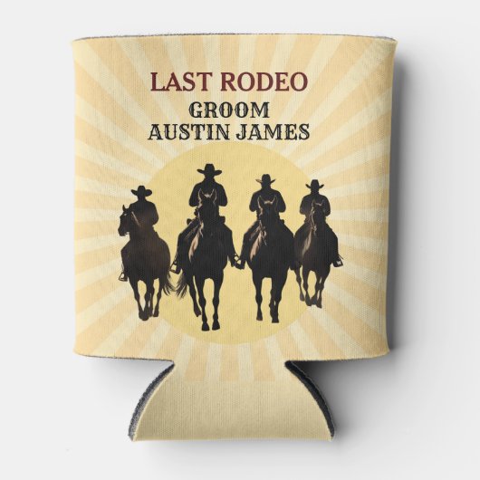 Laatste Rodeo Cowboys Sunset Groom's Naam Bachelor Blikjeskoeler (Voorkant)