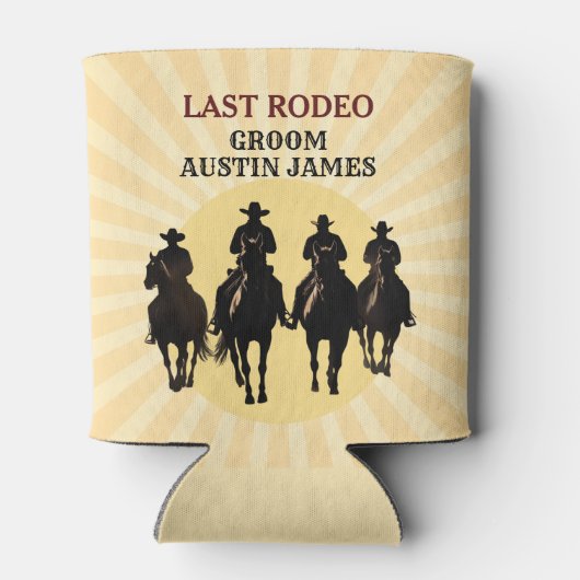 Laatste Rodeo Cowboys Sunset Groom's Naam Bachelor Blikjeskoeler (Achterkant)