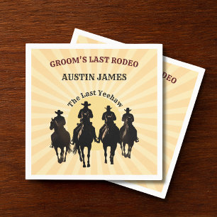 Laatste Rodeo Cowboys Sunset Groom's Naam Bachelor Servet