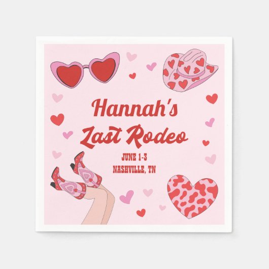 Laatste Rodeo Cowgirl Bachelorette Cocktail Napkin Servet (Voorkant)