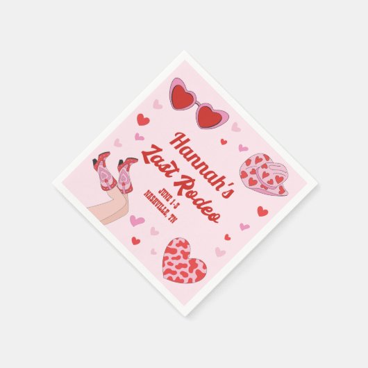 Laatste Rodeo Cowgirl Bachelorette Cocktail Napkin Servet (Hoek)
