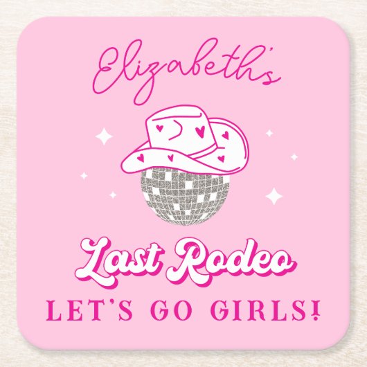 Laatste Rodeo Cowgirl Bachelorette Let's Go Meisje Kartonnen Onderzetters (Voorkant)
