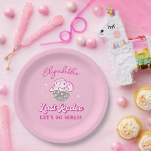 Laatste Rodeo Cowgirl Bachelorette Let's Go Meisje Papieren Bordje