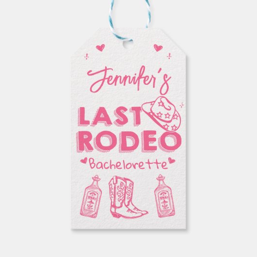 Laatste Rodeo Cowgirl Bachelorette Party Cadeaulabel (Achterkant)
