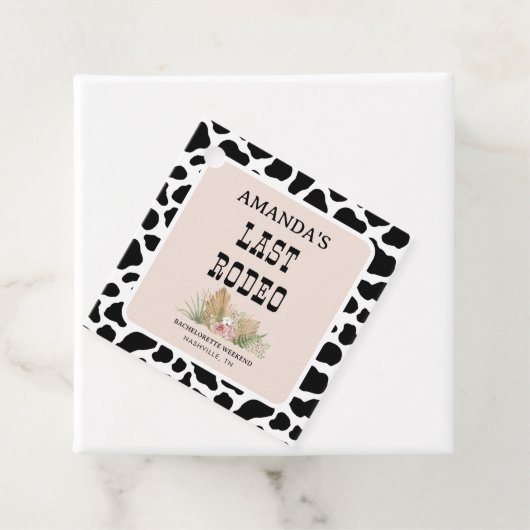 Laatste Rodeo Cowgirl Bachelorette Weekend Party Bedankjes Labels (In situ)