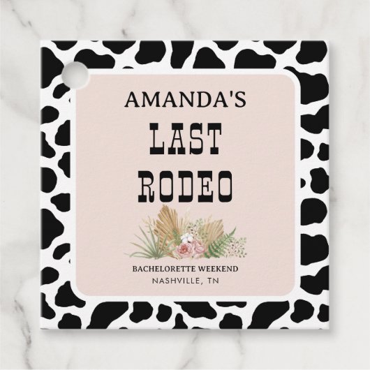 Laatste Rodeo Cowgirl Bachelorette Weekend Party Bedankjes Labels (Voorkant)