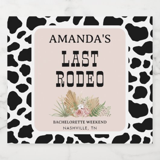 Laatste Rodeo Cowgirl Bachelorette Weekend Party Bier Etiket (Enkel label)
