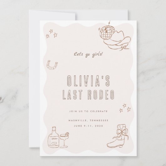 Laatste Rodeo Cowgirl Bachelorette Weekend Uitnodi Kaart (Voorkant)