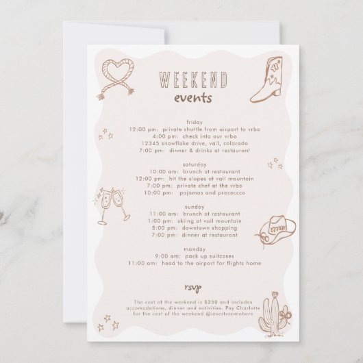 Laatste Rodeo Cowgirl Bachelorette Weekend Uitnodi Kaart (Achterkant)