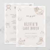 Laatste Rodeo Cowgirl Bachelorette Weekend Uitnodi Kaart (Voorkant / Achterkant)