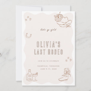 Laatste Rodeo Cowgirl Bachelorette Weekend Uitnodi Kaart