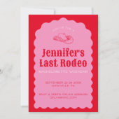 Laatste Rodeo Cowgirl Bold Red & Pink Bach Weekend Kaart (Voorkant)