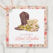 Laatste Rodeo Cowgirl Boot Floral Bachelorette Bedankjes Labels (Voorkant)