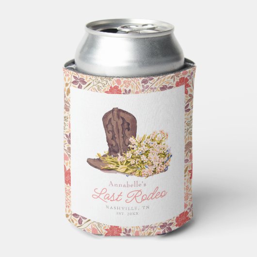Laatste Rodeo Cowgirl Boot Floral Bachelorette Blikjeskoeler (Blikje Voorkant)