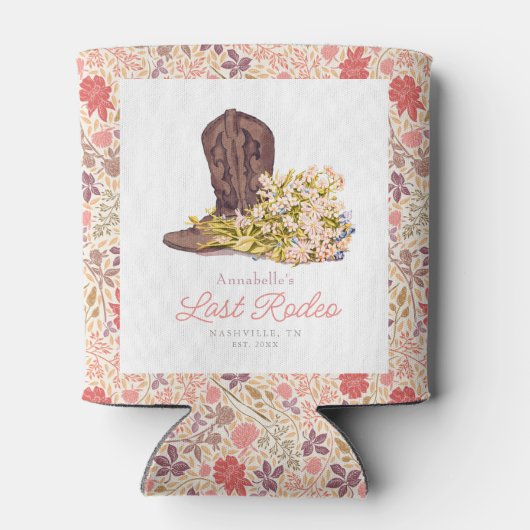 Laatste Rodeo Cowgirl Boot Floral Bachelorette Blikjeskoeler (Achterkant)