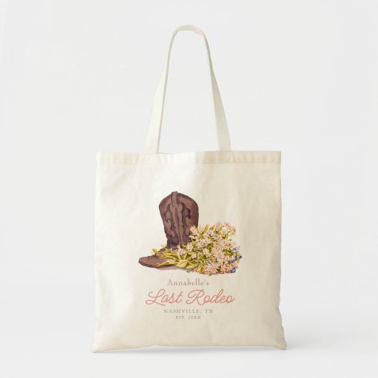 Laatste Rodeo Cowgirl Boot Floral Bachelorette Fav Tote Bag (Voorkant)