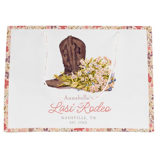 Laatste Rodeo Cowgirl Boot Floral Bachelorette Groot Cadeauzakje (Voorkant)